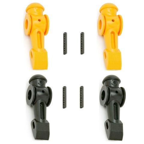 4 Tornado Foosball Men: 2 Black + 2 Yellow w/ roll pin OEM parts.