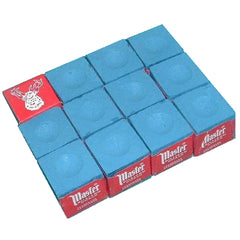MASTER CHALK Pool cue tip Dozen Box cube BLUE 12 Tweeten Fibre Co.